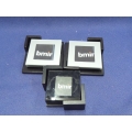 Set of 4 Glass Photo Holder Coasters w Wood Caddy